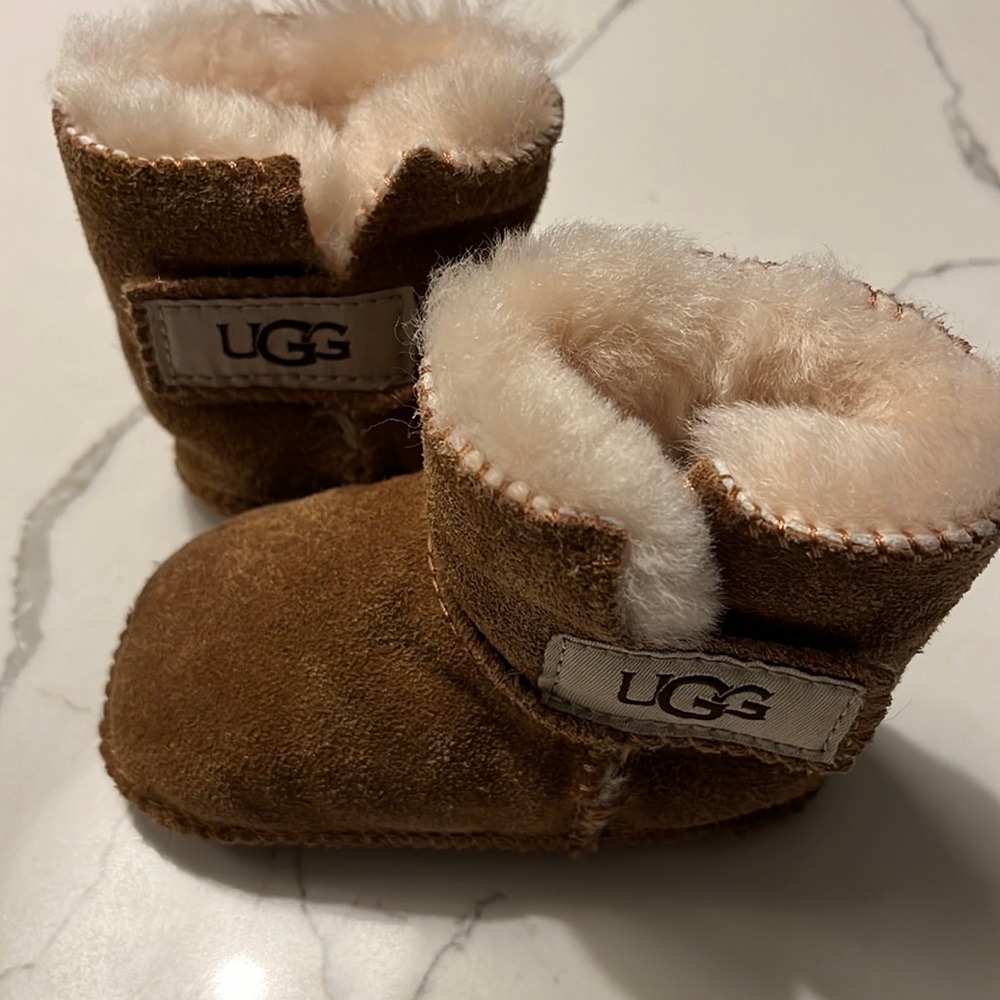 Baby UGG Boots Size 6-12 Months Brown Booties Soft Sole Boy Girl